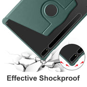 For Samsung Galaxy Tab S10+ / S9+ Acrylic 360 Degree Rotation Holder Tablet Leather Case(Dark Green)