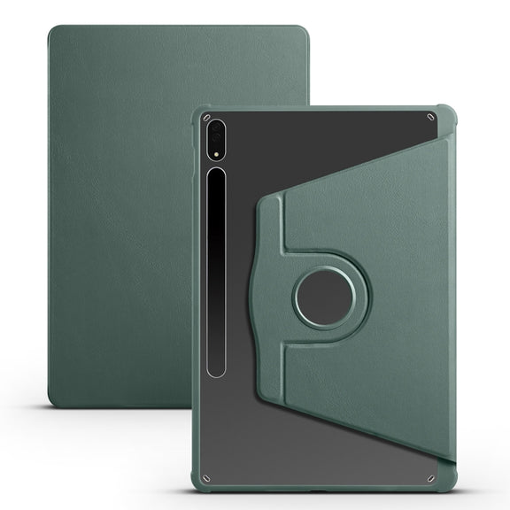 For Samsung Galaxy Tab S10+ / S9+ Acrylic 360 Degree Rotation Holder Tablet Leather Case(Dark Green)