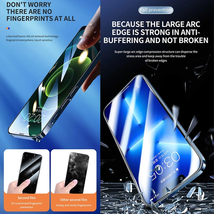 For iPhone 14 / 13 Pro / 13 Anti-peeping Fast Attach Dust-proof Anti-static Tempered Glass Film - iPhone 14 Tempered Glass by PMC TechLife | Online Shopping South Africa | PMC TechLife | Buy Now Pay Later Mobicred