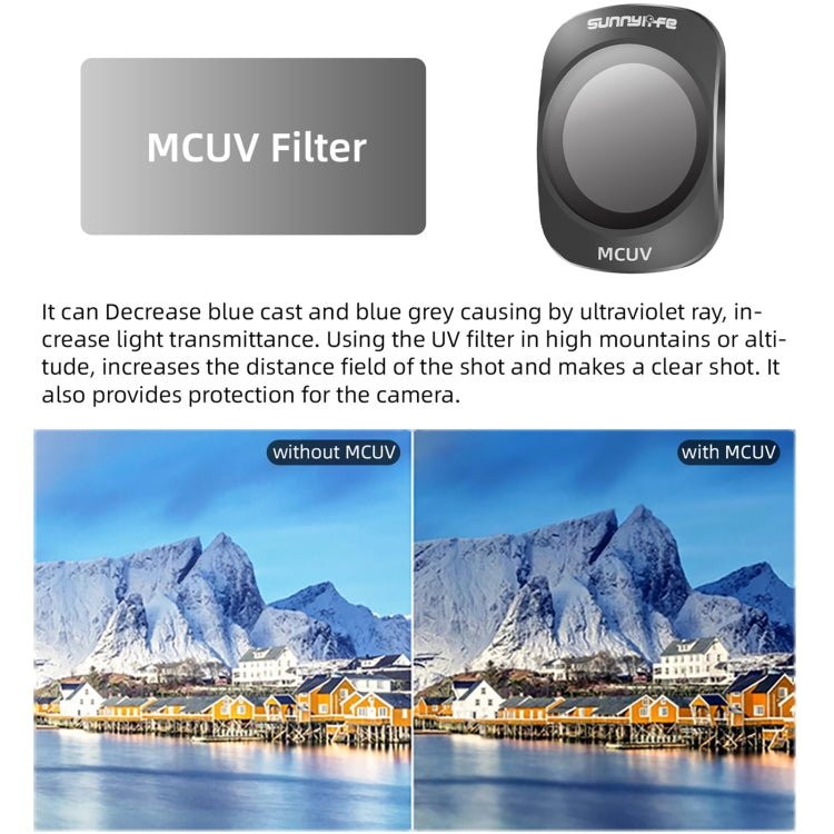 For DJI OSMO Pocket 3 Sunnylife Camera Lens Magnetic Metal Filter, Filter:MCUV