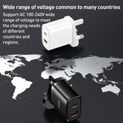 Yesido YC46 PD20W USB-C / Type-C + USB Travel Charger with 1m Type-C to 8 Pin Cable, UK Plug(White)