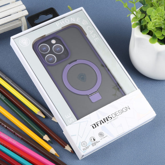 For iPhone 15 Pro Max DFANS DESIGN Frosted Magsafe Magnetic Holder Phone Case(Purple)
