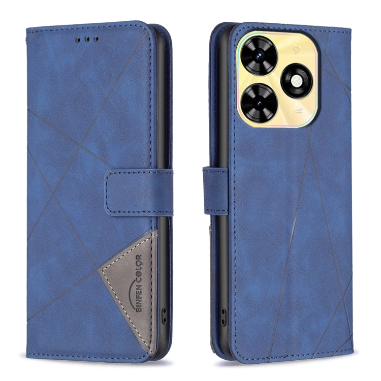 For Tecno Spark Go 2024 / 20C / POP 8 Magnetic Buckle Rhombus Texture Leather Phone Case(Blue) - Tecno Cases by PMC Jewellery | Online Shopping South Africa | PMC Jewellery | Buy Now Pay Later Mobicred