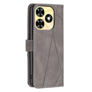 For Tecno Spark Go 2024 / 20C / POP 8 Magnetic Buckle Rhombus Texture Leather Phone Case(Grey)