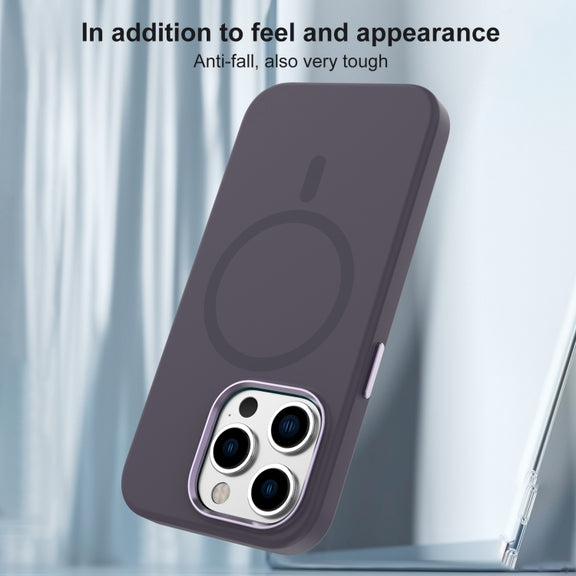 For iPhone 15 Pro Max Mutural Karen Series Liquid Silicone Magsafe Phone Case(Dark Purple)