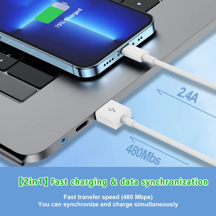 USB to 8 Pin Fast Charging Data Cable, Length: 1m - free shipping - PMC Jewellery - Order now!