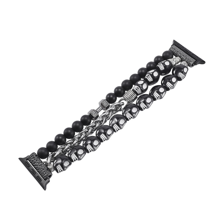 For Apple Watch Series 4 40mm Skull Beaded Watch Band(Black) - Watch Bands by PMC TechLife | Online Shopping South Africa | PMC TechLife