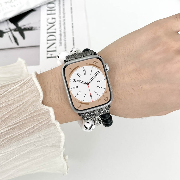 For Apple Watch Series 9 45mm Skull Beaded Watch Band(White) - Watch Bands by PMC TechLife | Online Shopping South Africa | PMC TechLife