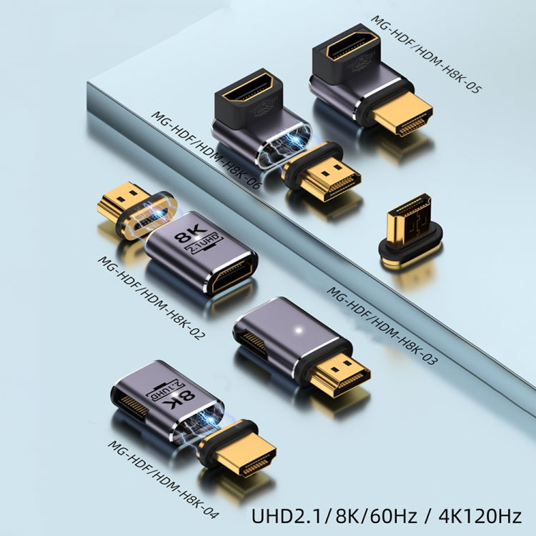 8K 60Hz HDTV to HDTV Magnetic Adapter, Male Straight Female Side Right Bend