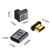 8K 60Hz HDTV to HDTV Magnetic Adapter, Male Straight Female Side Right Bend