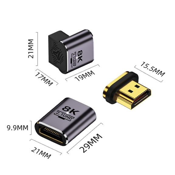 8K 60Hz HDTV to HDTV Magnetic Adapter, Male Straight Female Side Right Bend