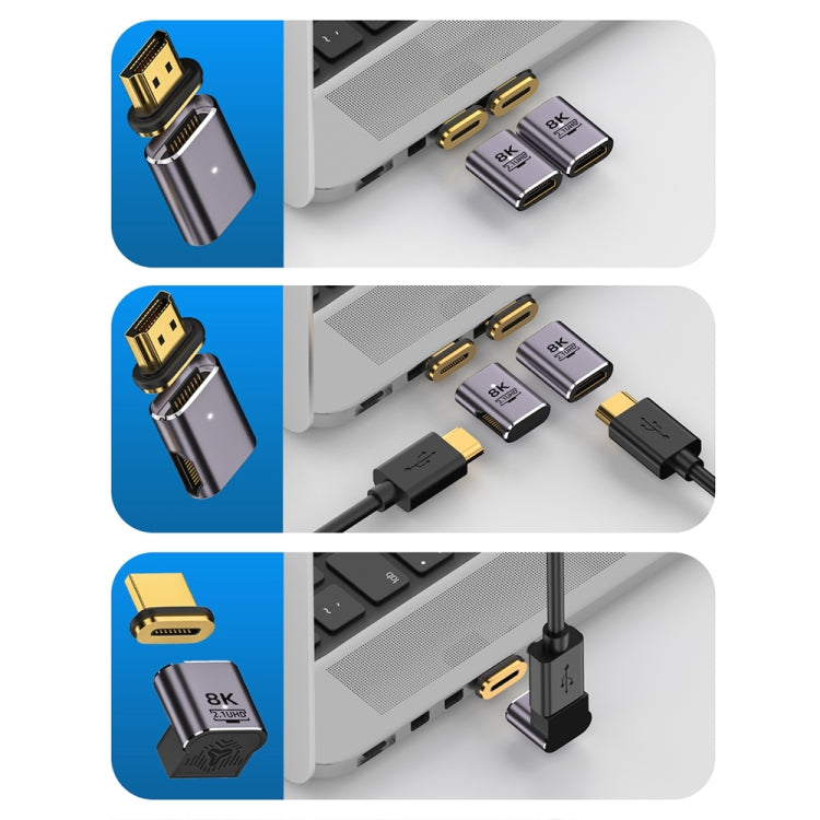 8K 60Hz HDTV to HDTV Magnetic Adapter, 3D Curved Female Vertical Front Side