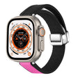 For Apple Watch Ultra 2 49mm Magnetic Folding Leather Silicone Watch Band(Rose Pink on Black) - Watch Bands by PMC TechLife | Online Shopping South Africa | PMC TechLife | Buy Now Pay Later Mobicred