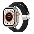 For Apple Watch Ultra 2 49mm Magnetic Folding Leather Silicone Watch Band(Napa Black) - Watch Bands by PMC TechLife | Online Shopping South Africa | PMC TechLife | Buy Now Pay Later Mobicred