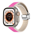 For Apple Watch Ultra 49mm Magnetic Folding Leather Silicone Watch Band(Rose Red) - Watch Bands by PMC TechLife | Online Shopping South Africa | PMC TechLife | Buy Now Pay Later Mobicred