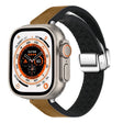 For Apple Watch Ultra 49mm Magnetic Folding Leather Silicone Watch Band(Crazy Horse Brown) - Watch Bands by PMC TechLife | Online Shopping South Africa | PMC TechLife | Buy Now Pay Later Mobicred