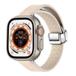 For Apple Watch Ultra 49mm Magnetic Folding Leather Silicone Watch Band(Apricot) - Watch Bands by PMC TechLife | Online Shopping South Africa | PMC TechLife | Buy Now Pay Later Mobicred