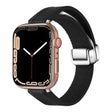 For Apple Watch Series 8 45mm Magnetic Folding Leather Silicone Watch Band(Napa Black) - Watch Bands by PMC TechLife | Online Shopping South Africa | PMC TechLife
