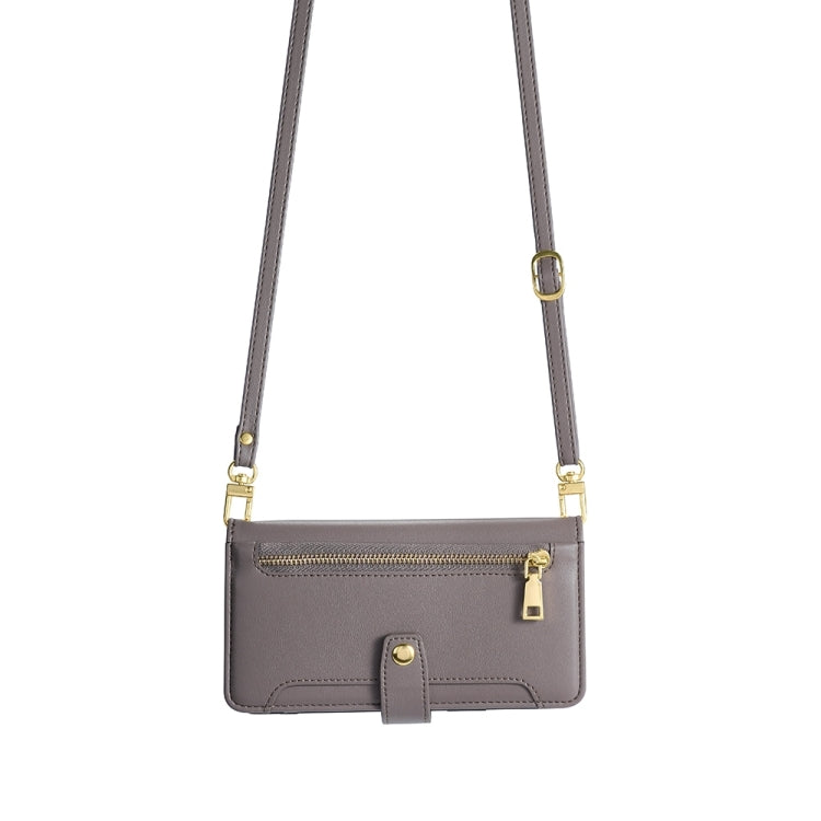 For Motorola Moto G84 5G Lite Sheep Texture Cross-body Zipper Wallet Leather Phone Case(Grey) - Motorola Cases by PMC TechLife | Online Shopping South Africa | PMC TechLife | Buy Now Pay Later Mobicred