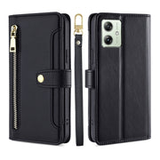 For Motorola Moto G54 5G EU Edition Lite Sheep Texture Cross-body Zipper Wallet Leather Phone Case(Black)