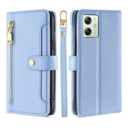For Motorola Moto G54 5G EU Edition Lite Sheep Texture Cross-body Zipper Wallet Leather Phone Case(Blue)