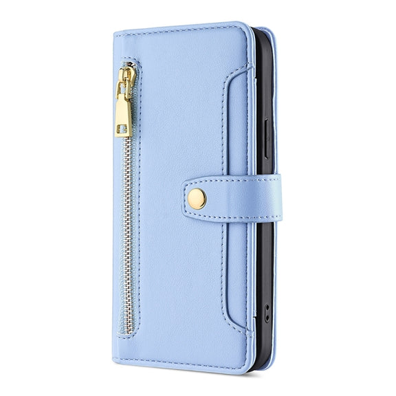 For Motorola Moto G54 5G EU Edition Lite Sheep Texture Cross-body Zipper Wallet Leather Phone Case(Blue)