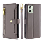 For Motorola Moto G54 5G EU Edition Lite Sheep Texture Cross-body Zipper Wallet Leather Phone Case(Grey)