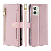 For Motorola Moto G54 5G EU Edition Lite Sheep Texture Cross-body Zipper Wallet Leather Phone Case(Pink)