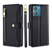 For Motorola Edge 40 Neo 5G Lite Sheep Texture Cross-body Zipper Wallet Leather Phone Case(Black)
