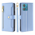 For Motorola Edge 40 Neo 5G Lite Sheep Texture Cross-body Zipper Wallet Leather Phone Case(Blue) - Motorola Cases by PMC TechLife | Online Shopping South Africa | PMC TechLife | Buy Now Pay Later Mobicred