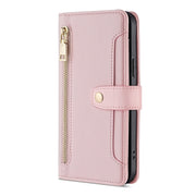For Sony Xperia 5 V Lite Sheep Texture Cross-body Zipper Wallet Leather Phone Case(Pink)