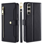 For Sony Xperia 1 VI Lite Sheep Texture Cross-body Zipper Wallet Leather Phone Case(Black)