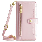 For Sony Xperia 1 VI Lite Sheep Texture Cross-body Zipper Wallet Leather Phone Case(Pink)