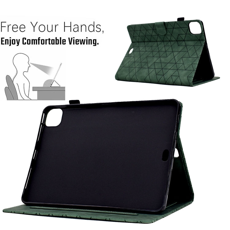 For iPad Pro 11 2024 Rhombus TPU Smart Leather Tablet Case(Green) - iPad Pro 11 2024 Cases by PMC TechLife | Online Shopping South Africa | PMC TechLife | Buy Now Pay Later Mobicred