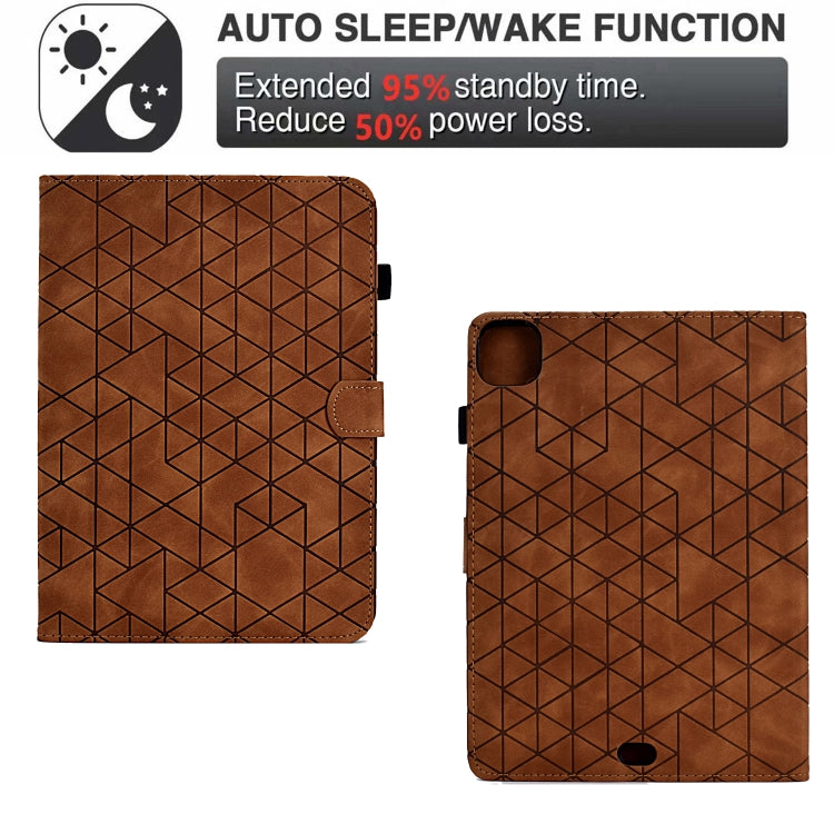 For iPad Pro 11 2024 Rhombus TPU Smart Leather Tablet Case(Brown) - iPad Pro 11 2024 Cases by PMC TechLife | Online Shopping South Africa | PMC TechLife | Buy Now Pay Later Mobicred