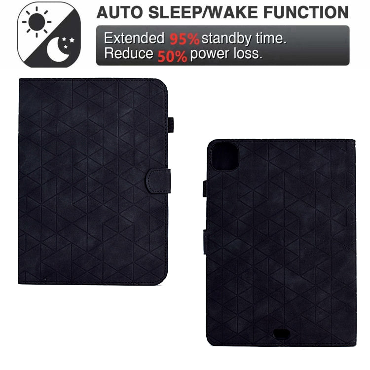 For iPad Pro 11 2024 Rhombus TPU Smart Leather Tablet Case(Black) - iPad Pro 11 2024 Cases by PMC TechLife | Online Shopping South Africa | PMC TechLife | Buy Now Pay Later Mobicred
