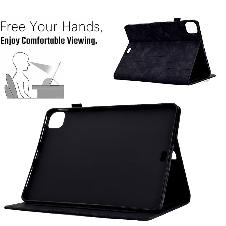 For iPad Pro 11 2024 Rhombus TPU Smart Leather Tablet Case(Black) - iPad Pro 11 2024 Cases by PMC TechLife | Online Shopping South Africa | PMC TechLife | Buy Now Pay Later Mobicred
