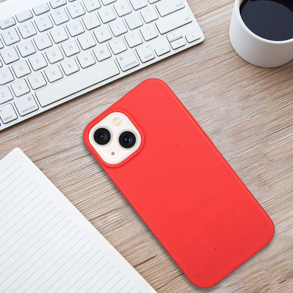 For iPhone 14 Wheat MagSafe Magnetic Straw Material + TPU Phone Case(Red)