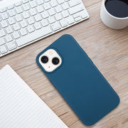 For iPhone 14 Wheat MagSafe Magnetic Straw Material + TPU Phone Case(Blue)