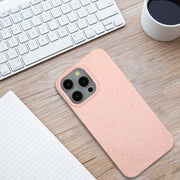 For iPhone 12 Pro Max Wheat MagSafe Magnetic Straw Material + TPU Phone Case(Pink)