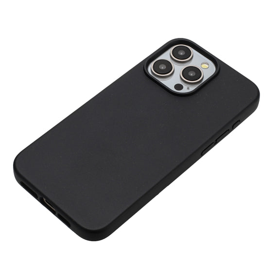 For iPhone 12 Pro Max Wheat MagSafe Magnetic Straw Material + TPU Phone Case(Black)