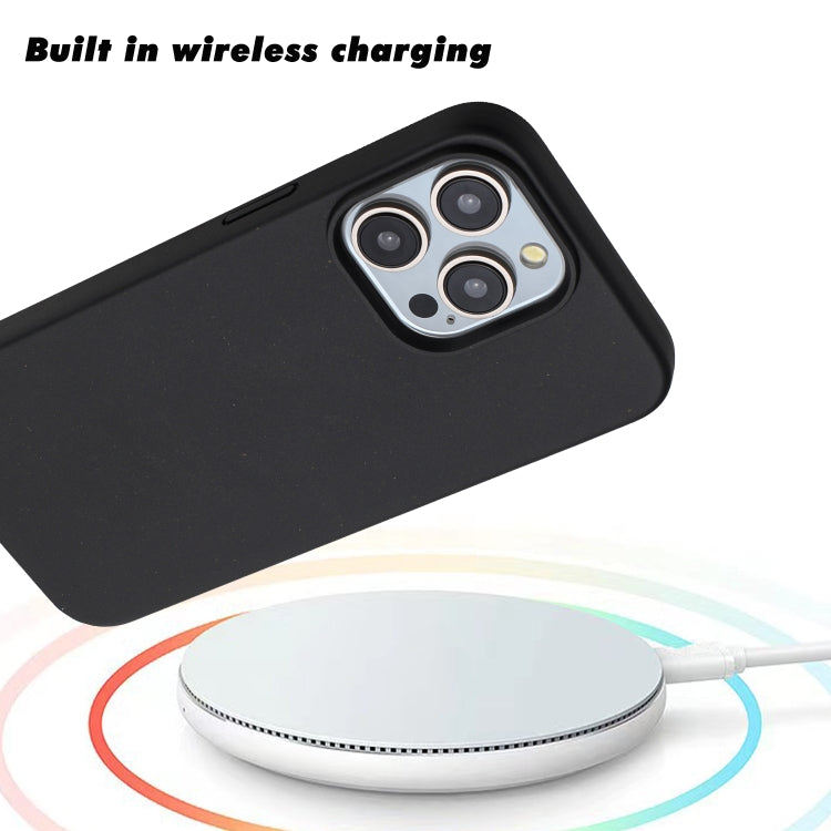 For iPhone 12 Pro Max Wheat MagSafe Magnetic Straw Material + TPU Phone Case(Black)
