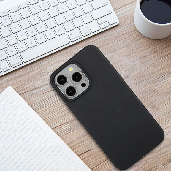 For iPhone 12 Pro Max Wheat MagSafe Magnetic Straw Material + TPU Phone Case(Black)