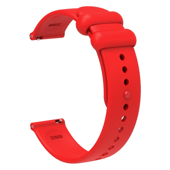 18mm Universal Solid Color Reverse Buckle Silicone Watch Band(Red)