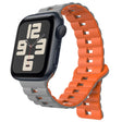 For Apple Watch SE 2023 44mm Reverse Buckle Two Color Magnetic Silicone Watch Band(Grey+Orange) - Watch Bands by PMc TechLife | Online Shopping South Africa | PMc TechLife | Buy Now Pay Later Mobicred
