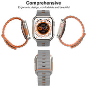 For Apple Watch SE 2023 44mm Reverse Buckle Two Color Magnetic Silicone Watch Band(Grey+Orange)