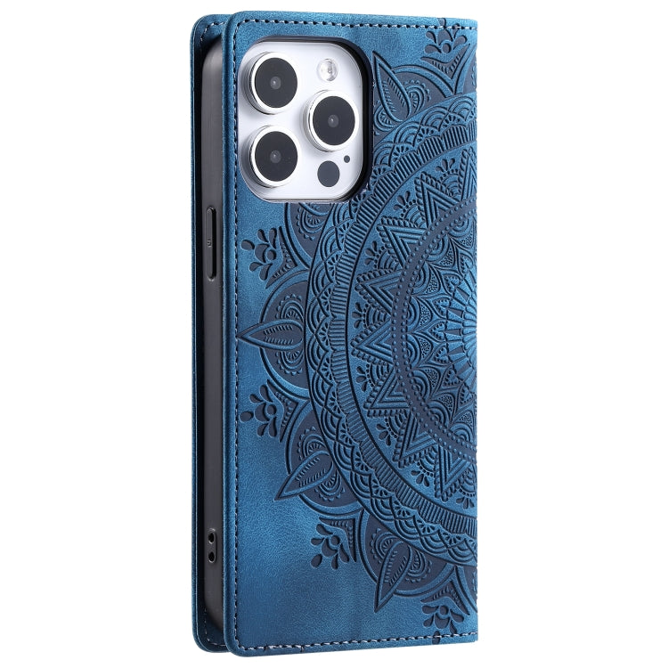 For iPhone 16 Pro Max Totem Embossed Magnetic Leather Phone Case(Blue) - iPhone 16 Pro Max Cases by PMC TechLife | Online Shopping South Africa | PMC TechLife | Buy Now Pay Later Mobicred
