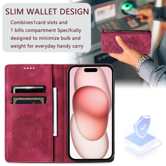 For iPhone 16 Pro Max Totem Embossed Magnetic Leather Phone Case(Red)