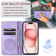 For iPhone 16 Pro Max Totem Embossed Magnetic Leather Phone Case(Purple)
