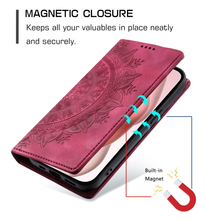 For iPhone 16 Pro Totem Embossed Magnetic Leather Phone Case(Red) - iPhone 16 Pro Cases by PMC TechLife | Online Shopping South Africa | PMC TechLife | Buy Now Pay Later Mobicred